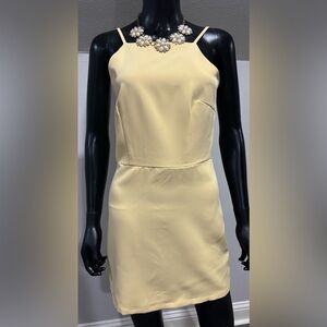 Edit By Nine Mini Dress Womens Small Yellow Square Neck Sleeveless Night Out NEW